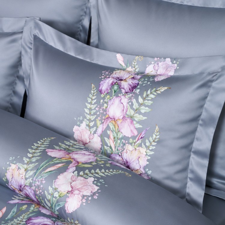 Кпб 1,5 спальный "irises" серый, сатин, хлопок 100%, под.150х210-1шт,пр.180х220-1шт,нав.50х70-2шт Lefard (989-003-14)