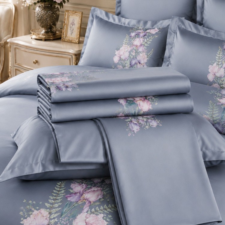 Кпб 1,5 спальный "irises" серый, сатин, хлопок 100%, под.150х210-1шт,пр.180х220-1шт,нав.50х70-2шт Lefard (989-003-14)