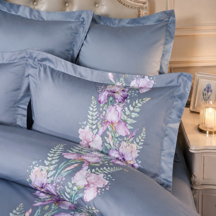 Кпб 1,5 спальный "irises" серый, сатин, хлопок 100%, под.150х210-1шт,пр.180х220-1шт,нав.50х70-2шт Lefard (989-003-14)