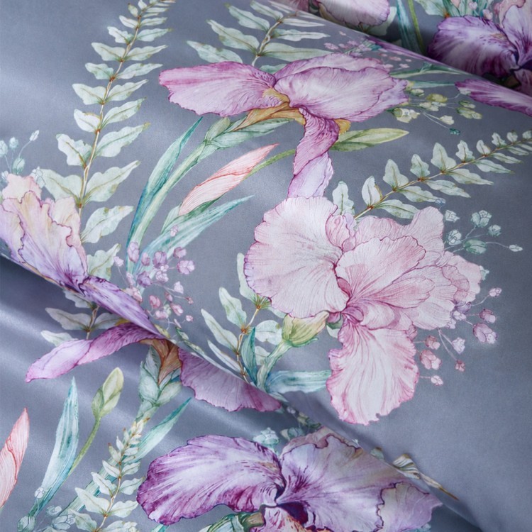 Кпб 1,5 спальный "irises" серый, сатин, хлопок 100%, под.150х210-1шт,пр.180х220-1шт,нав.50х70-2шт Lefard (989-003-14)