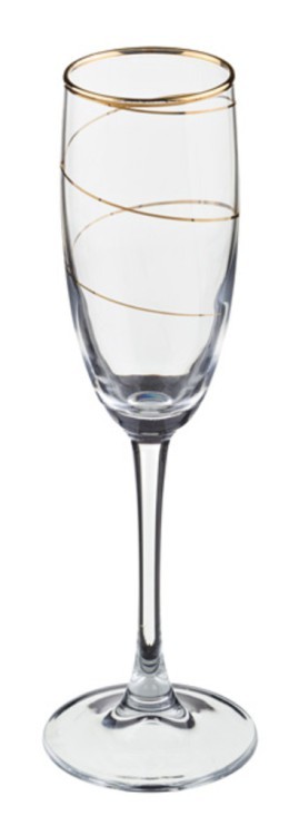 Набор бокалов д/шампанского из 6-х шт с золотой каймой+змейка (802-510732) 
