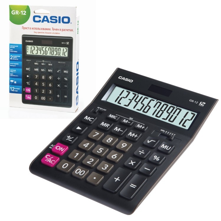 Калькулятор настольный Casio GR-12-W-EP 12 разрядов 250380 (1) (64920)
