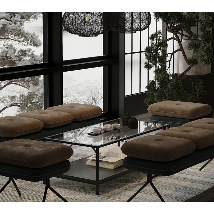 Пуф pea, велюр, бежевый/сине-зеленый (76128)