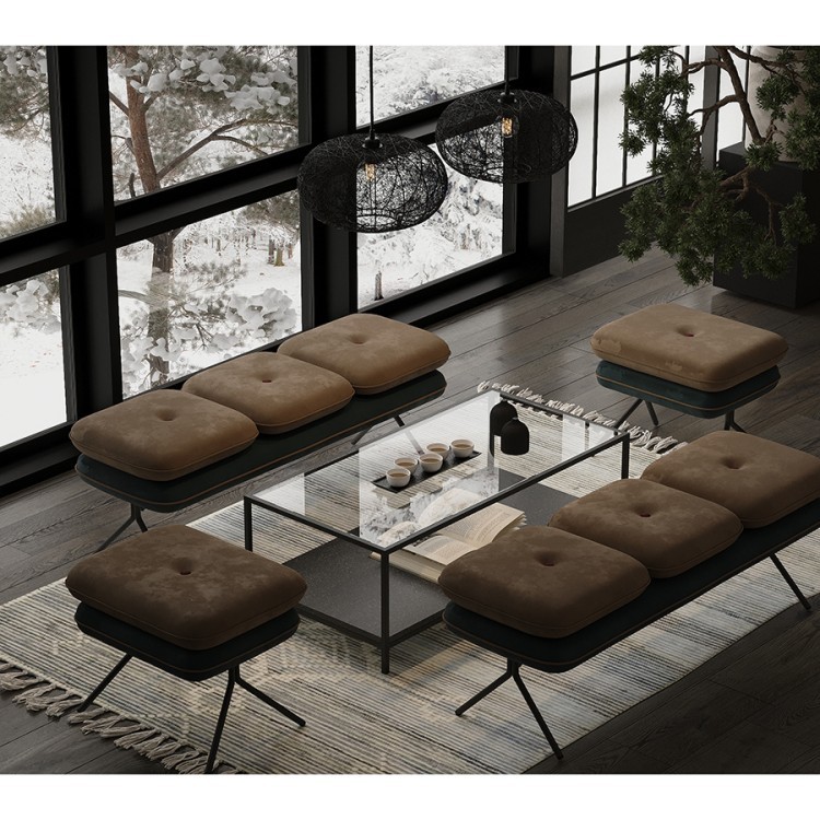 Пуф pea, велюр, бежевый/сине-зеленый (76128)