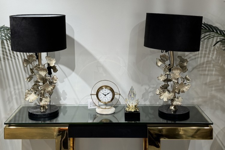 Лампа настольная "Ginkgo leaves" плафон черный h.68см (TT-00011262)