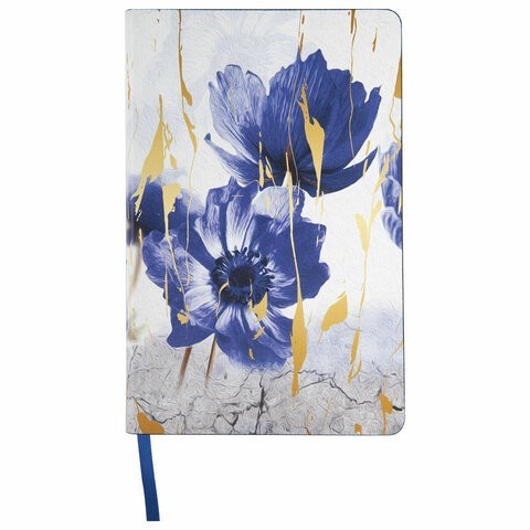Ежедневник недатированный А5 Brauberg Vista Blue Flowers 136 листов 112013 (2) (85818)