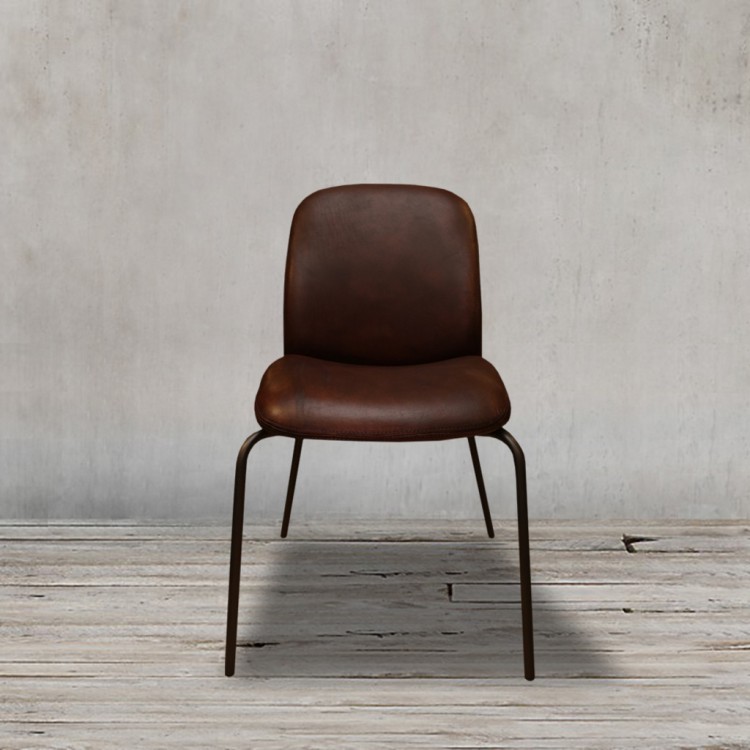 Стул SHELL SHELL/Brown, каркас металл, обивка натуральная кожа, ROOMERS FURNITURE Стул SHELL SHELL/Brown, каркас металл, обивка натуральная кожа, ROOMERS FURNITURE