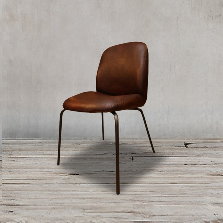 Стул SHELL SHELL/Brown, каркас металл, обивка натуральная кожа, ROOMERS FURNITURE Стул SHELL SHELL/Brown, каркас металл, обивка натуральная кожа, ROOMERS FURNITURE