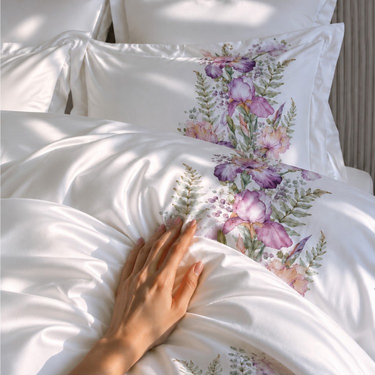 Кпб 1,5 спальный "irises" белый, сатин, хлопок 100%, под.150х210-1шт,пр.180х220-1шт,нав.50х70-2шт Lefard (989-003-15)