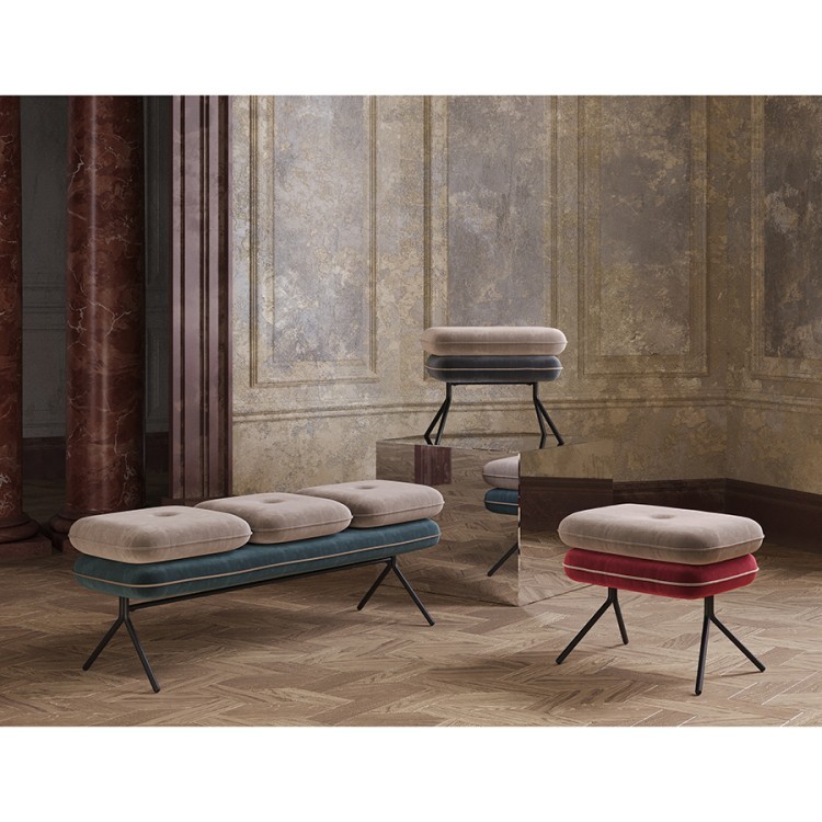 Пуф pea, велюр, бежевый/темно-серый (76129)