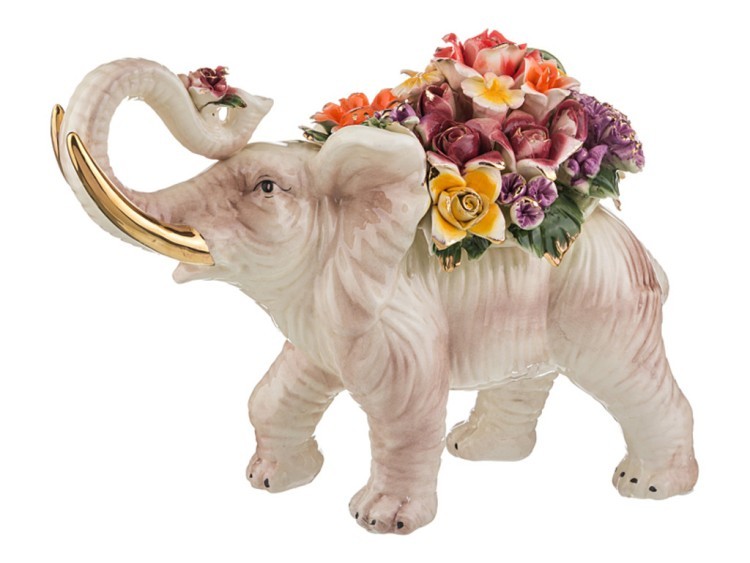 Статуэтка "слон с цветами" длина=43 см.высота=32 см.(кор=1шт.) Lefard (92-003)