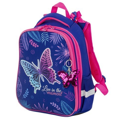 Ранец для девочек Brauberg Premium Beautiful Butterfly с брелоком 17 л 229901 (86553)