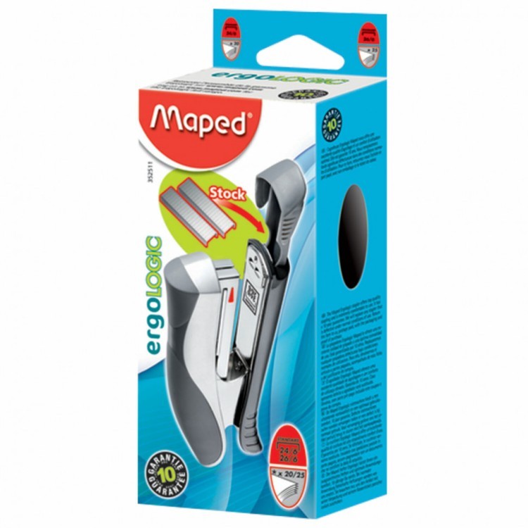 Степлер №24/6 26/6 Maped "Ergologic" до 25 л серебристо-бирюзовый 223138 (1) (89509) Степлер №24/6 26/6 Maped "Ergologic" до 25 л серебристо-бирюзовый 223138 (1) (89509)