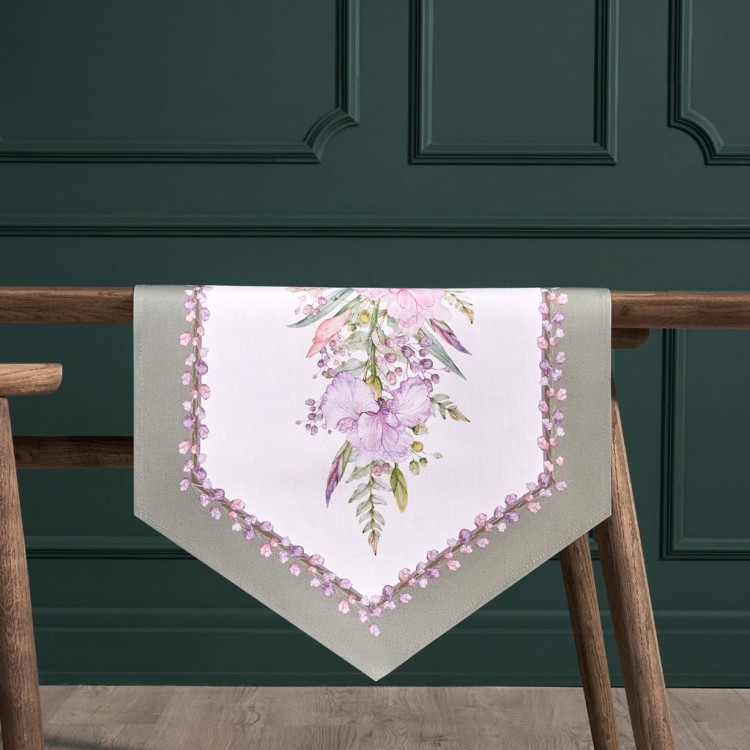 Дорожка "ирисы" 45х145см, 100% хлопок,твил c пропиткой белый Lefard (850-743-3)