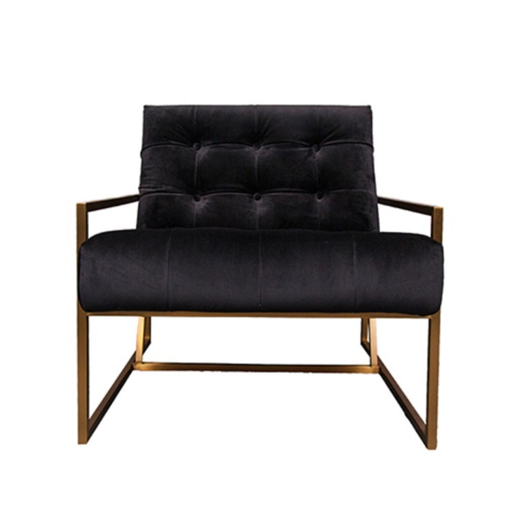 Кресло S0190-1D, обивка бархат, ножки нержавеющая сталь, black/matte gold, ROOMERS FURNITURE