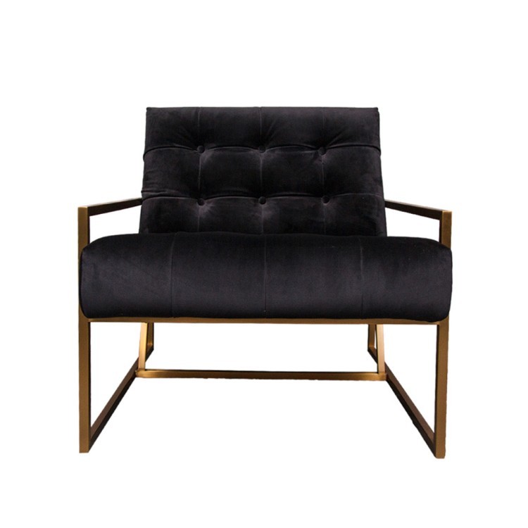 Кресло S0190-1D, обивка бархат, ножки нержавеющая сталь, black/matte gold, ROOMERS FURNITURE