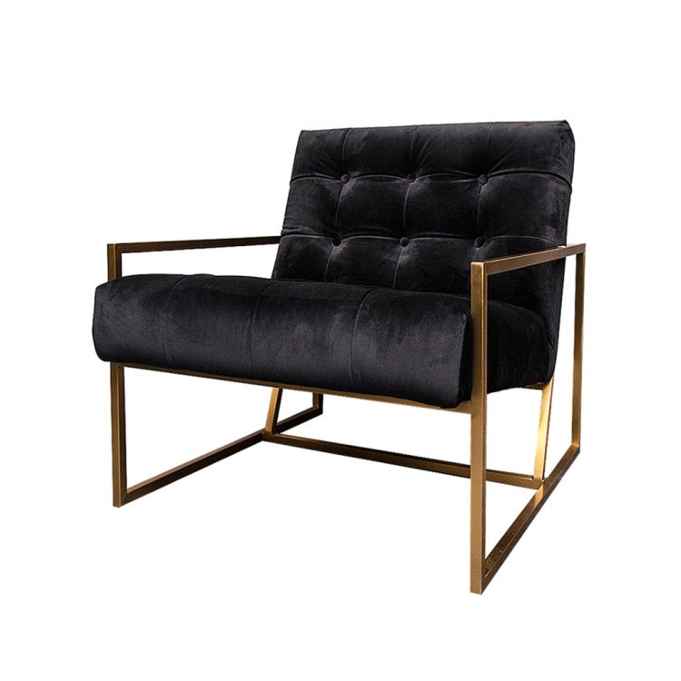 Кресло S0190-1D, обивка бархат, ножки нержавеющая сталь, black/matte gold, ROOMERS FURNITURE