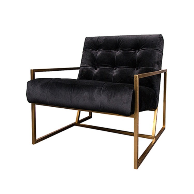 Кресло S0190-1D, обивка бархат, ножки нержавеющая сталь, black/matte gold, ROOMERS FURNITURE