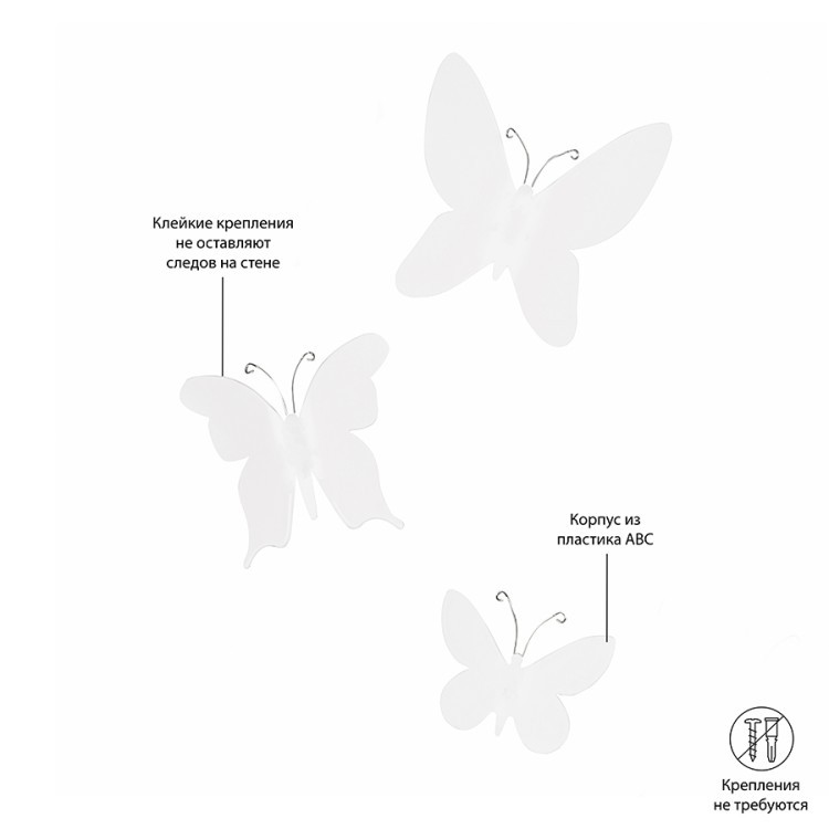 Декор для стен mariposa 9 элементов белый (38121)