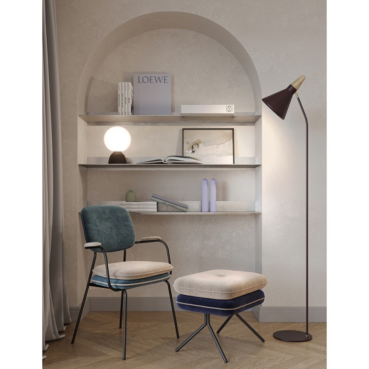 Пуф pea, велюр, бежевый/темно-синий (76130)