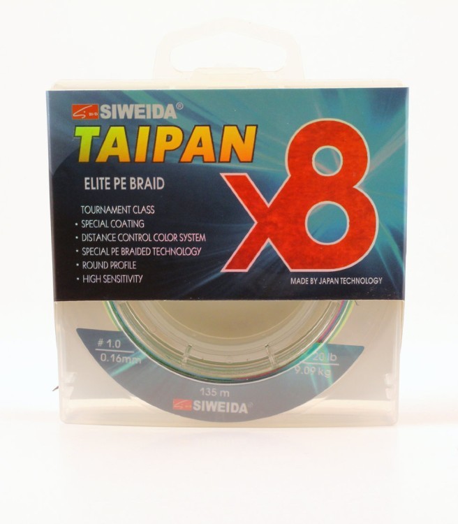 Леска плетеная Siweida Taipan Elite PE Braid X8 135м 0,16мм (9,09кг) мультиколор (62296)