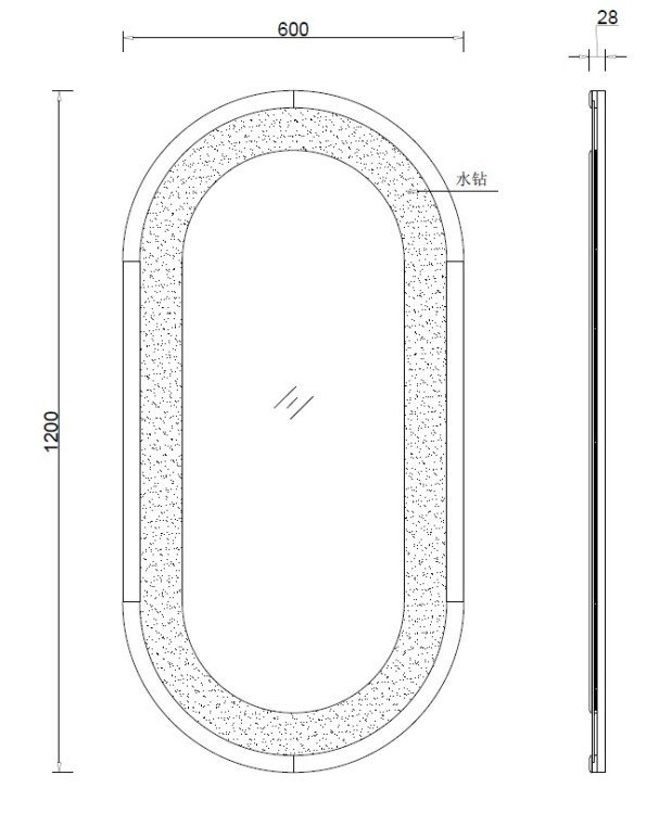 Зеркало овальное в раме из кристаллов 60*120см (TT-00009612)