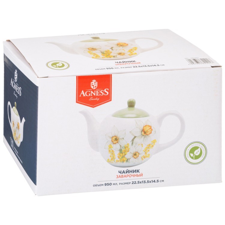 Чайник agness "sunday" 22,5*13,5*14,5 см 950 мл Agness (358-2201)