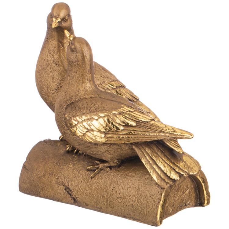 Фигурка декоративная "голуби пара на пеньке" н-22см цвет: бронза с позолотой Lefard (169-866)