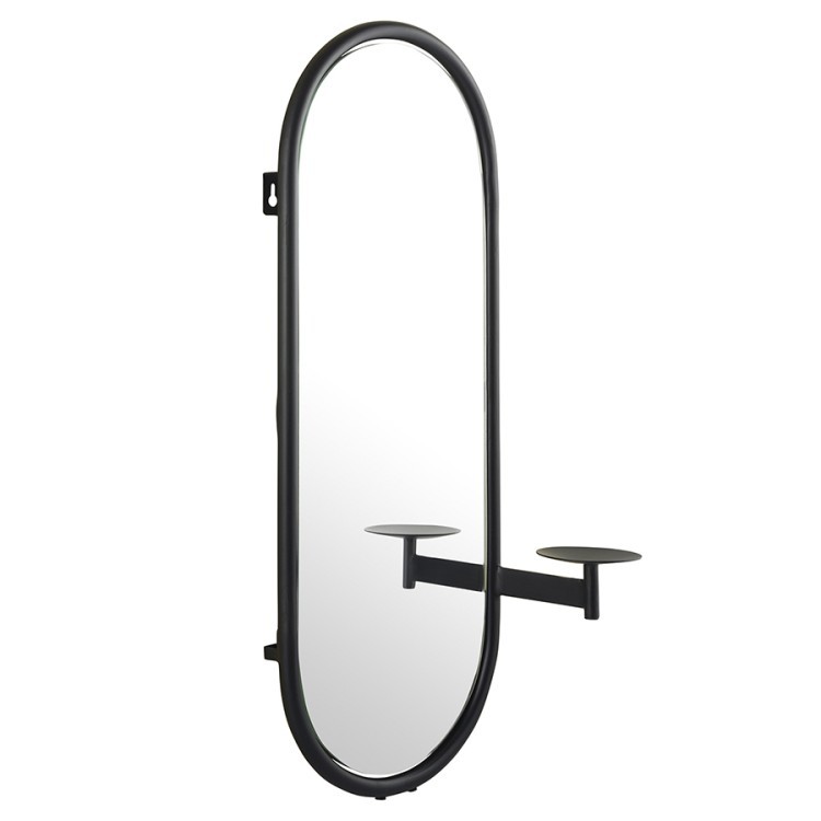 Зеркало настенное с полкой yens, черное (78200)