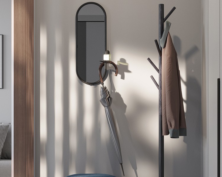 Зеркало настенное с полкой yens, черное (78200)