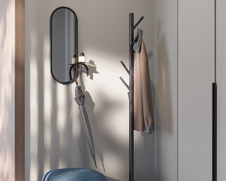 Зеркало настенное с полкой yens, черное (78200)