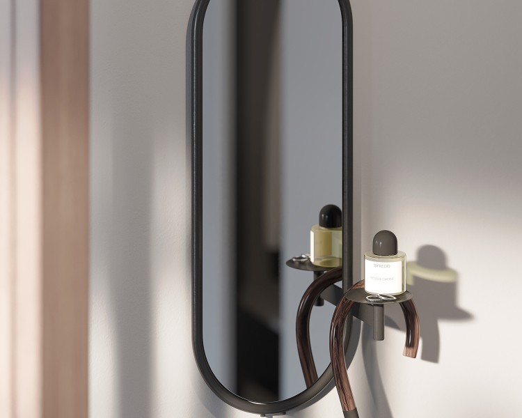 Зеркало настенное с полкой yens, черное (78200)