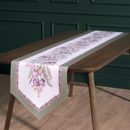 Дорожка "ирисы" 45х215см, 100% хлопок,твил c пропиткой белый Lefard (850-743-31)