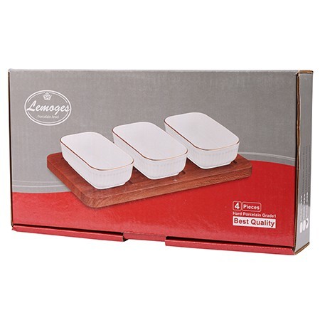 Менажница на подставке 3 блюда 4пр керамика LR (90051-508)