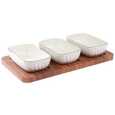 Менажница на подставке 3 блюда 4пр керамика LR (90051-508)