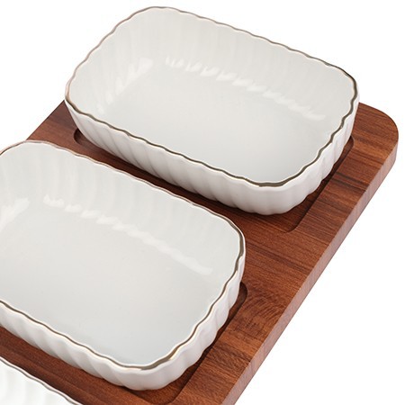 Менажница на подставке 3 блюда 4пр керамика LR (90051-508)