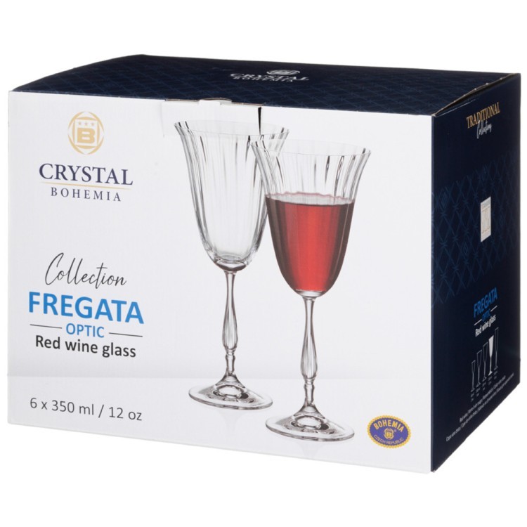 Набор бокалов для вина "fregata optic" из 6шт 350мл Crystal Bohemia (669-411)