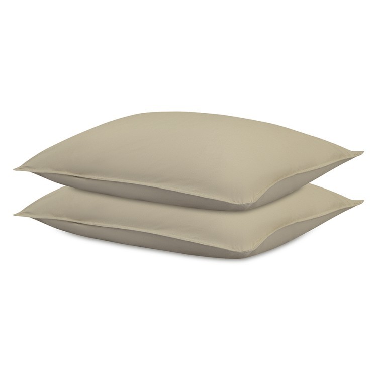 Комплект постельного белья из стираного перкаля бежево-серого цвета из коллекции essential, 150х200 см (77729)