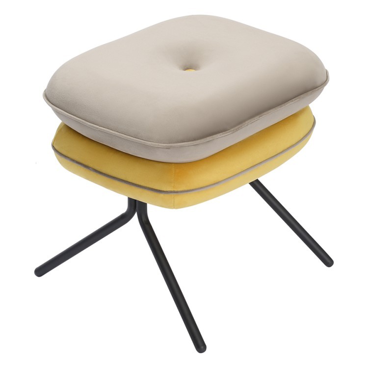 Пуф pea, велюр, бежевый/желтый (76127)
