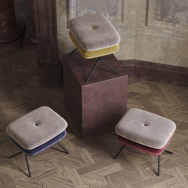 Пуф pea, велюр, бежевый/желтый (76127)