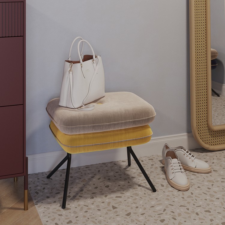 Пуф pea, велюр, бежевый/желтый (76127)