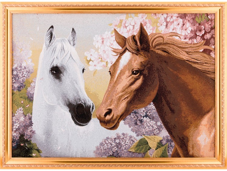 Гобеленовая картина "пара лошадей" 79*58 см. Оптпромторг Ооо (404-123-26) 
