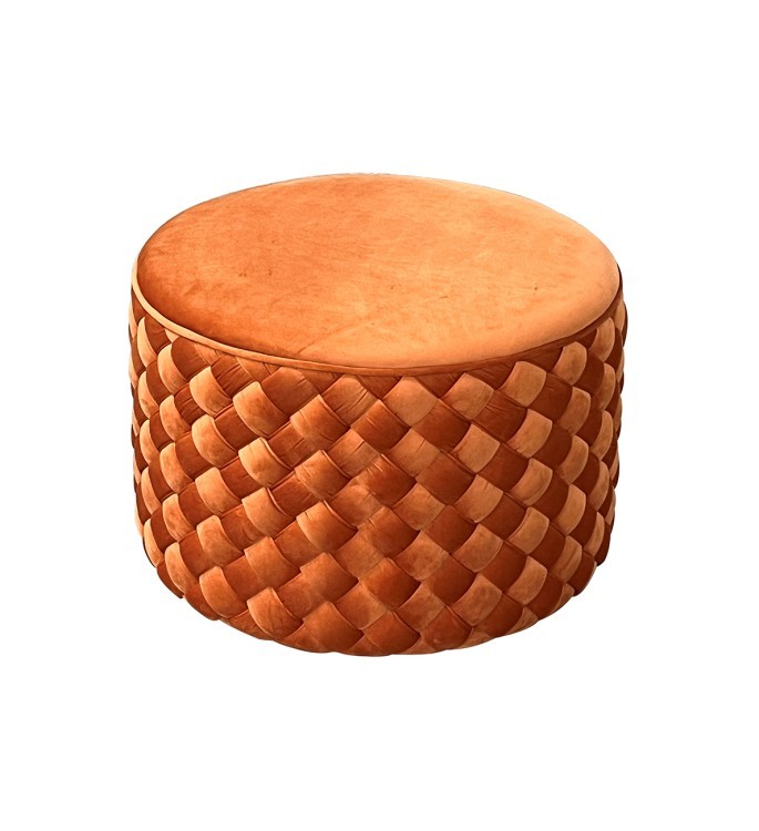 Пуф плетеный, велюр терракотовый d60*42см (TT-00009440)