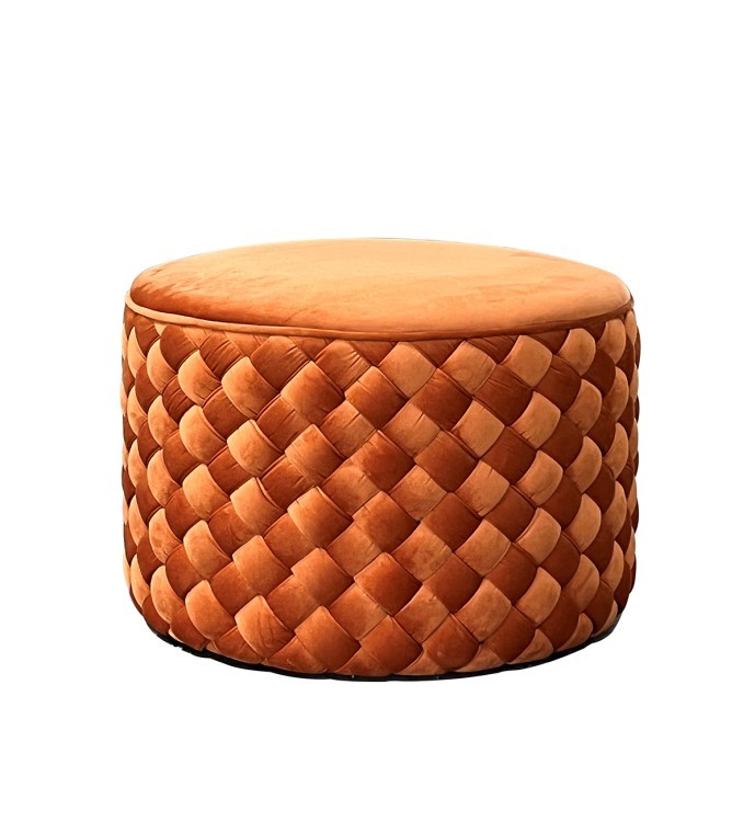 Пуф плетеный, велюр терракотовый d60*42см (TT-00009440)