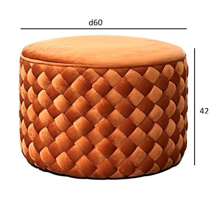 Пуф плетеный, велюр терракотовый d60*42см (TT-00009440)