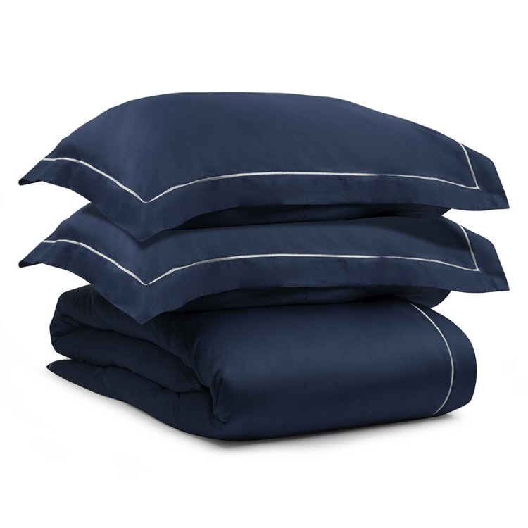 Комплект постельного белья из египетского хлопка essential, темно-синий, евро размер (67332)