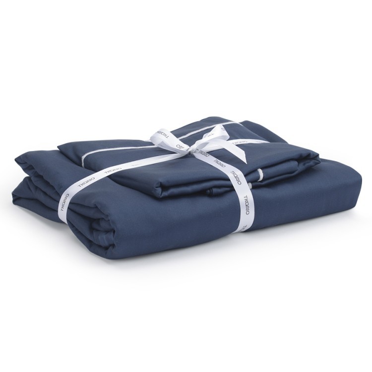 Комплект постельного белья из египетского хлопка essential, темно-синий, евро размер (67332)