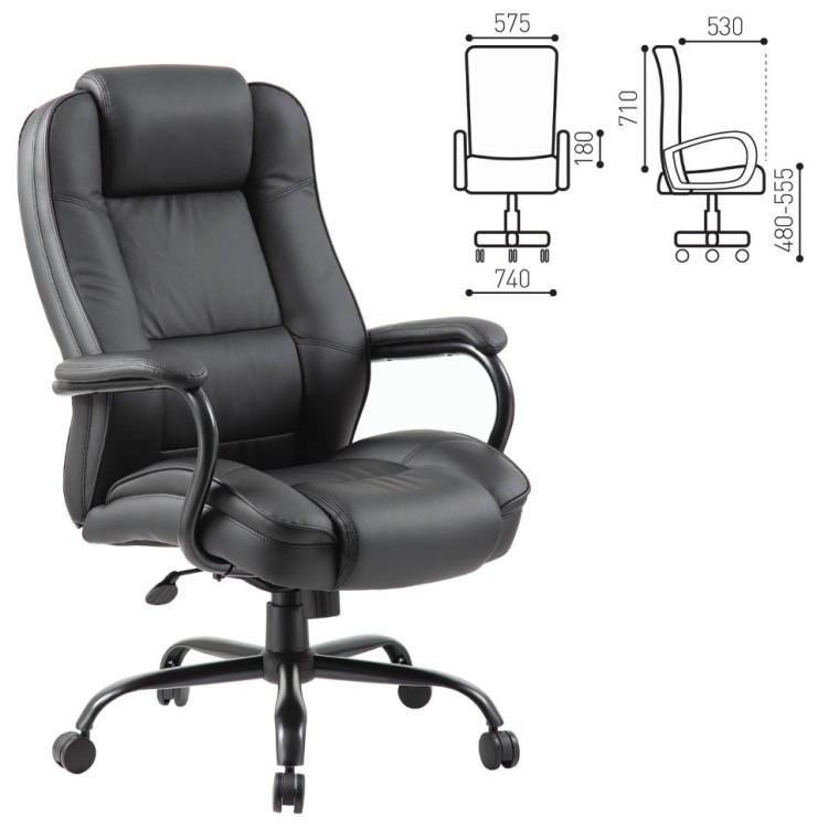 Кресло руководителя Brabix Premium Heavy Duty HD-002 до 200 кг экокожа черное 531829 (1) (71823)