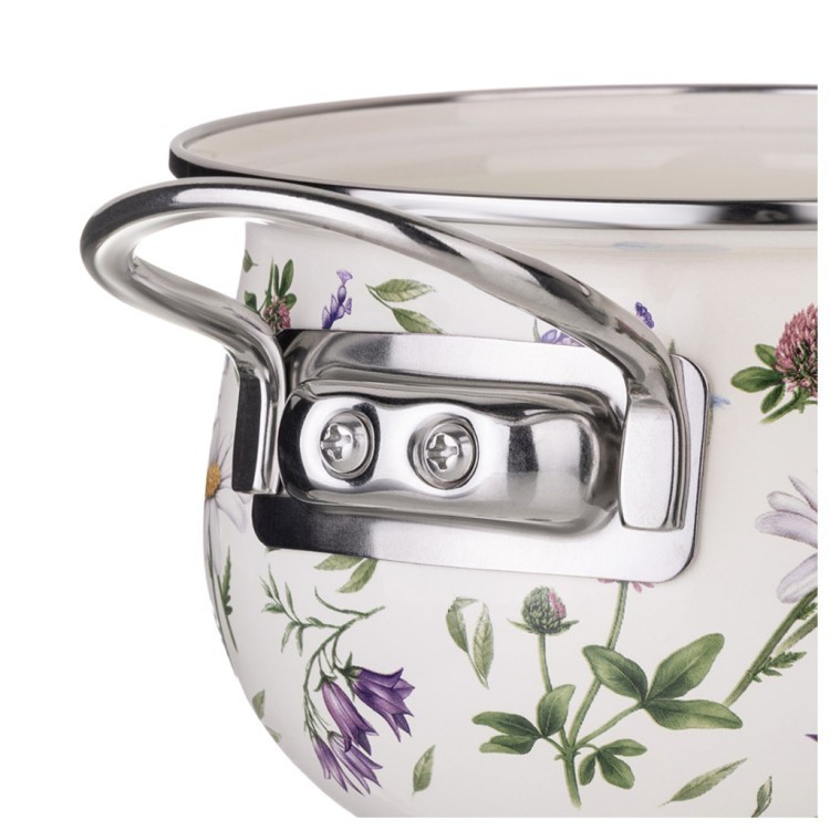 Кастрюля agness эмалированная со стеклянной крышкой серия "flower story", 3,8 л диа. 22см Agness (943-098)