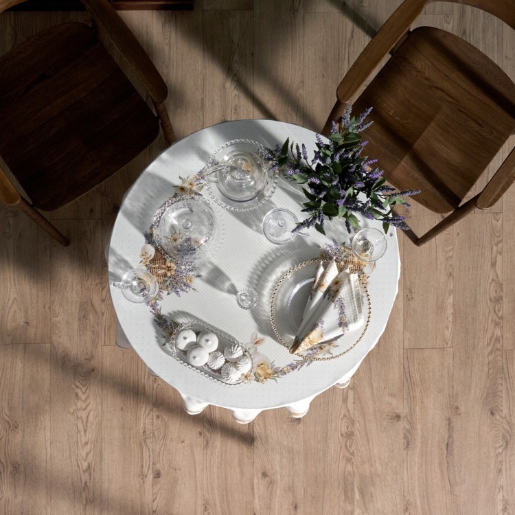 Скатерть круглая "лавандовая весна" 145см, 100%хлопок, твил с пропиткой Lefard (850-768-27)